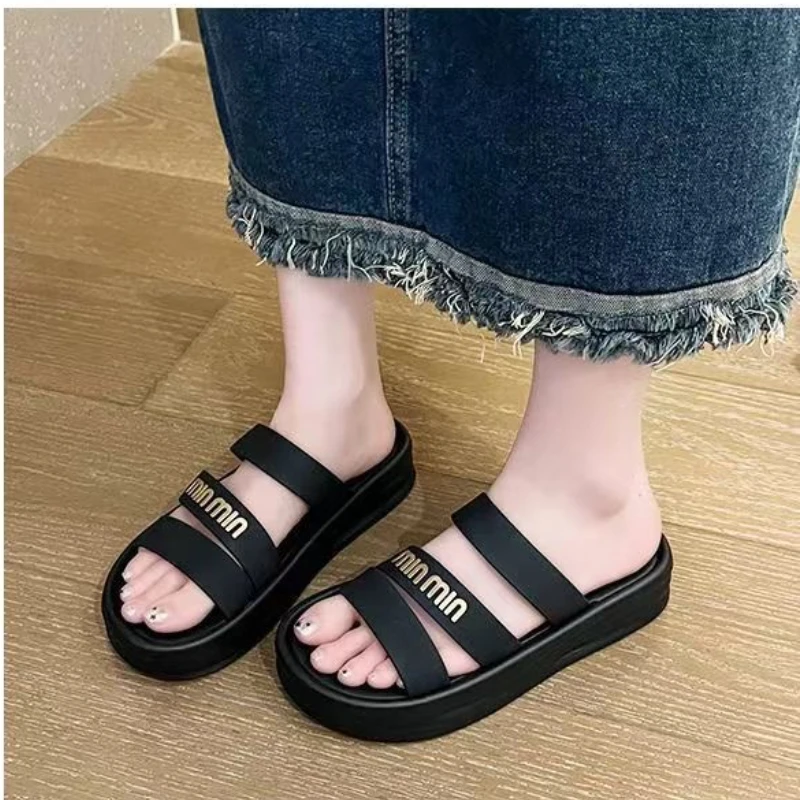 Summer Women Strap Sandals Platform Comfort Light Slides Woman Open Toe Beach Shoes Casual Height Increase Walking Slippers