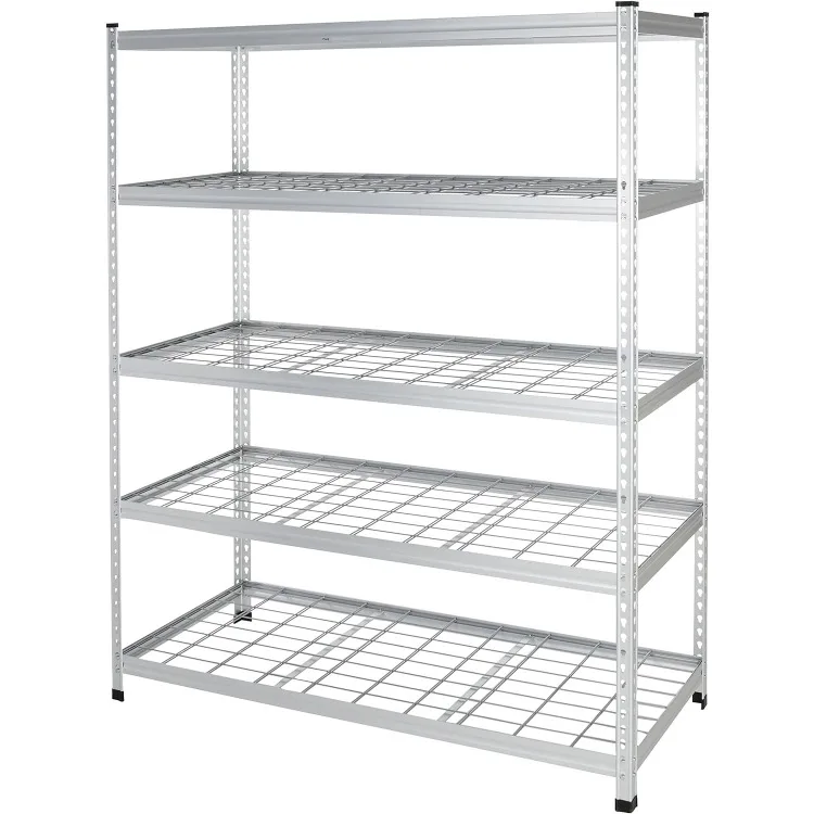 

Heavy Duty Storage Shelving Unit, Double Post, 5 Shelf, High-Grade Aluminum, Silver, 60 x 24 x 78 Inch