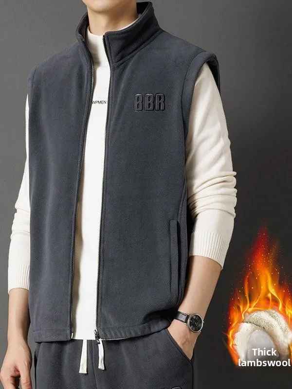 

Мужская зимняя утепленная куртка с флисовой подкладкой из овечьего бархата, теплая внутренняя жилетка, модный городской стиль, приталенный крой, полиэстер, нейлон
