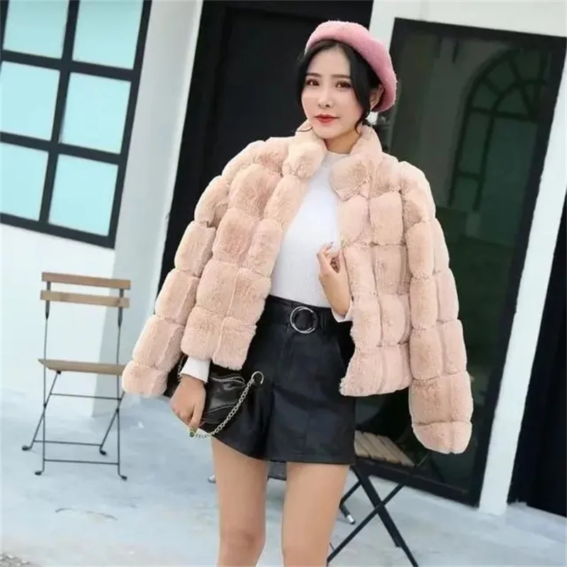 Women\'s Fur Integrated Jacket New Autumn Winter Short Imitation Mink Fur Coat Versatile Velvet Tops Female Outerwear Clothes