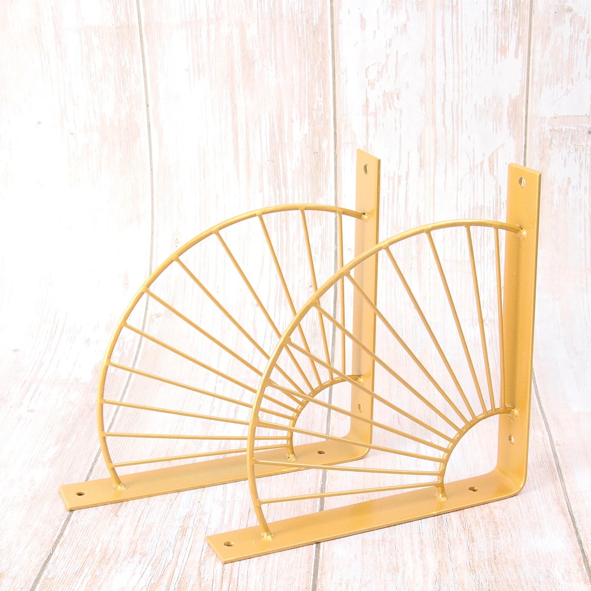 

8pcs Fan Shaped Bracket Heavy Duty Steel Shelf Support Corner Brace For Home Factory Garden Wall Rust Resistant Golden