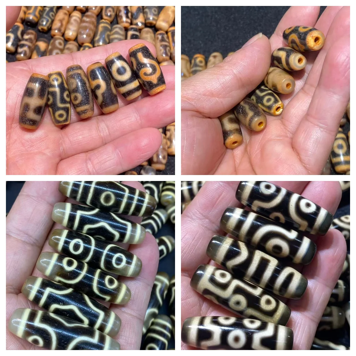 50pcs/lot Live-stream hot recommendation: Taiwanese craft yellow jade Dzi bead big brand vibe coffee-colored weathered patina