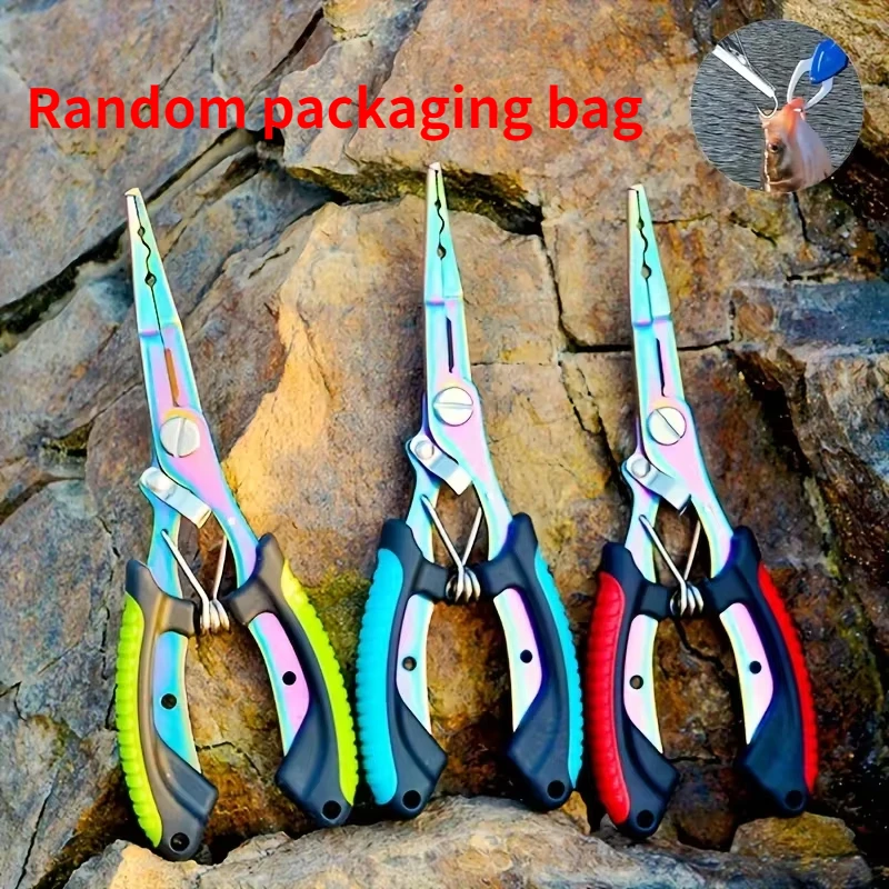 Portable Fishing Path Pliers Coated with Colored Titanium Multifunctional Fishing Pliers Gripper Stainless Steel Hook Cutter