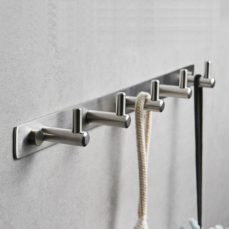 3-7ตะขอตะขอสแตนเลสห้องน้ำผ้าเช็ดตัวห้องนั่งเล่นประตูด้านหลัง Hook Simple Black Storage Hook to Save Space