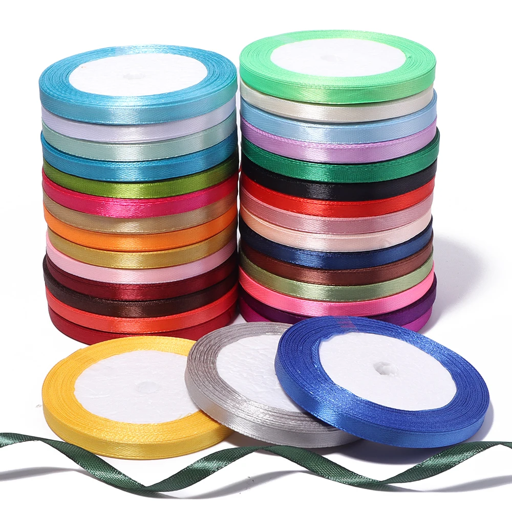 25 Yards/Lot 33 Farben 6mm Seidensatinbänder DIY Handgemachte Schleifen Haarnadeln Geschenkverpackung Weihnachten Hochzeit Party Dekorationsbänder – Detail 7