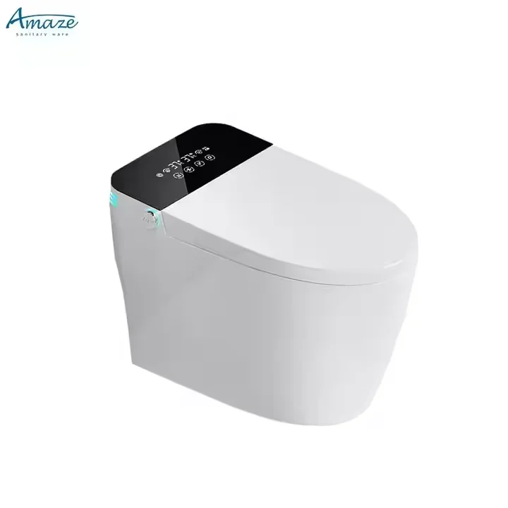 AMAZE Modern Automatic Black Ceramic Elongated Smart Toilet Bowl With S-Trap Electric Remote Control Bidet WC And Toilet