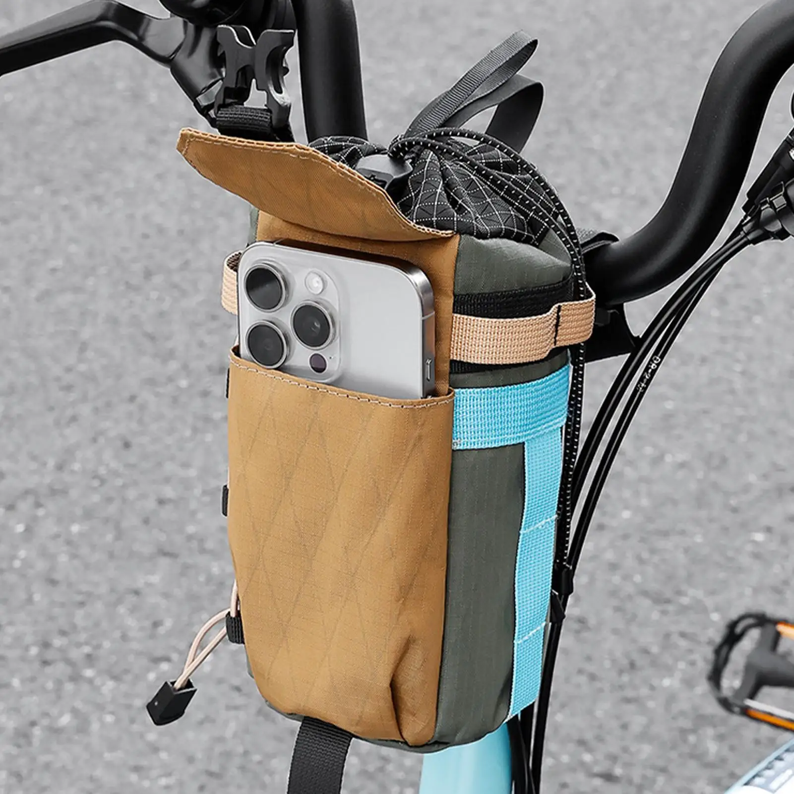Bike Bag Holder With Side Pocket Cycling Water Bottle Carrier Pouch Insulated Kettle Mountain Road Bicycle Handlebar Bag Cycling