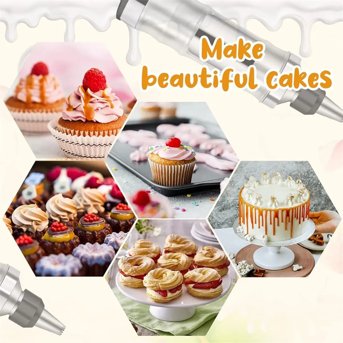 2026 New 13-Piece Dessert Decorating Syringe Set, Stainless Steel Butter Piping , Cupcake Decorating Tools, Baking Piping.