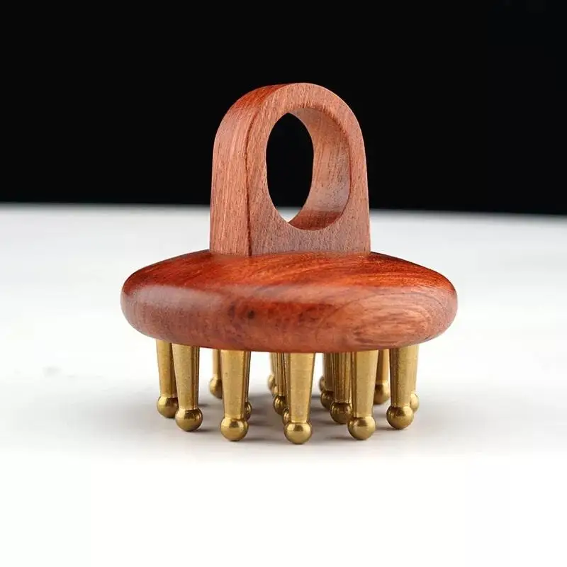 

Массажная расческа для меридианов головы из меди и сандалового дерева, мелко зубчатая, для иглорефлексотерапии и массажа Гуаша, щетка для массажа кожи головы, расслабляющий массажер для тела