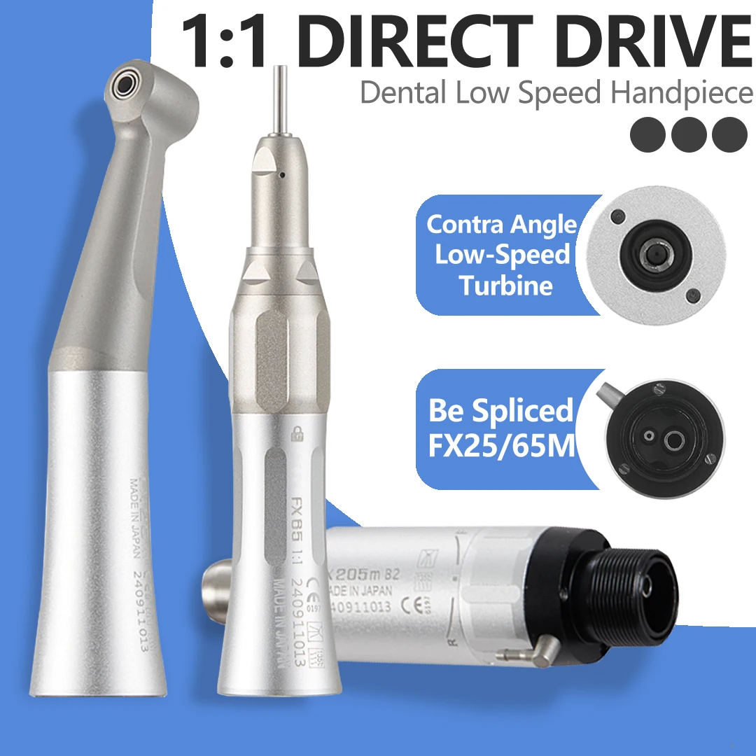 FX25 FX65 Dental 1:1 Direct Drive Contra Angle Low Speed Handpiece Mini Head Dentistry Against Contra Angle Polishing Tools