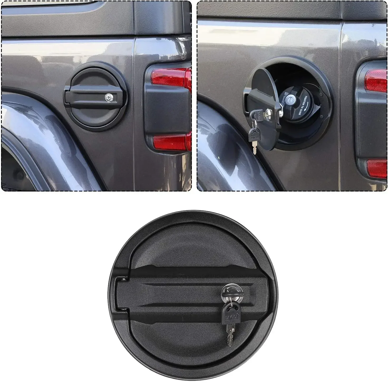 For Jeep JL Fuel Gas Tank Cap Cover Locking Fuel Door with Key for Jeep Wrangler JL 2018-2020 & Unlimited Sport Rubicon Sahara