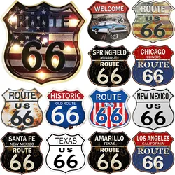 Route 66 Signs Vintage Road Metl Tin Signs Room Decor High Way Metal Tin Poster for Home Cafes BarsHotel Garage Wall Decorations