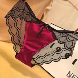 Frauen Spitze Höschen Dessous weichen Satin seidige Unterwäsche Schlüpfer Slips nahtlose Unterhose