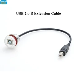 USB Type B Male to Female Extension Cable Flush Panel Mount USB B Converter Cable for Printer Scanner Motorcycle Dashboard