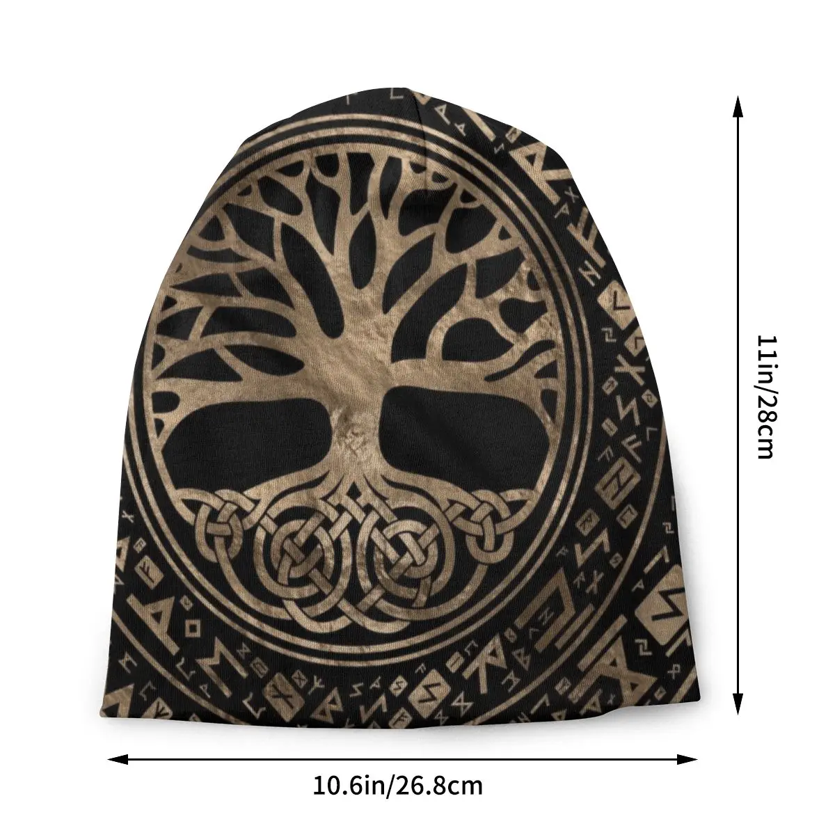 Tree Of Life Yggdrasil Runic Pattern Beanie Bonnet Knitting Hats Hip Hop Unisex Viking Norse Symbol Winter Skullies Beanies Cap