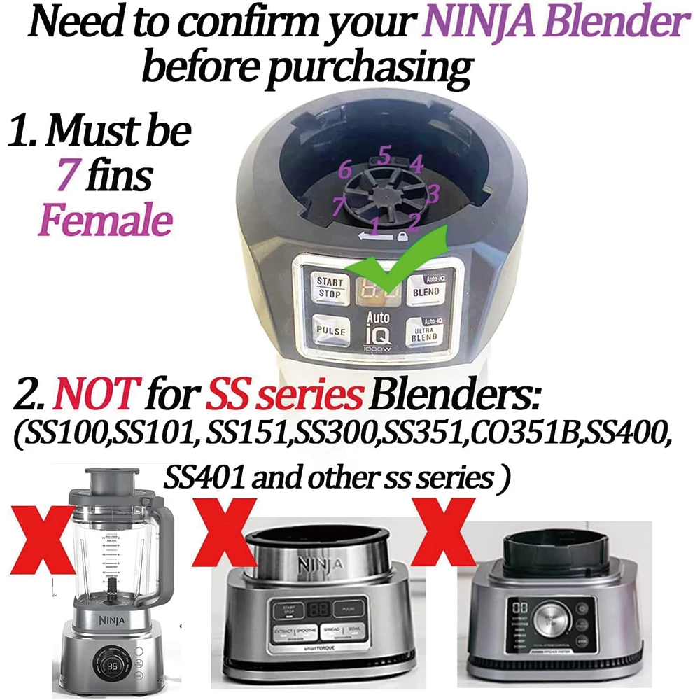 For Nutri Ninja Auto iQ BL480 BL481 BL482-30 BL487 Blender Juicer 7 Fin Extractor Bottom Blade,With Silicone Rubber Seal Sealing image 4