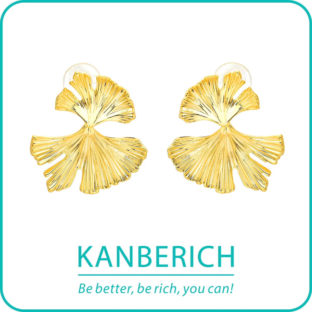 

Kanberich 2024 Latest 18K Gold Plated Brass Ginkgo Biloba Leaves Women’s Earrings Metal Wind Earrings Wholesale