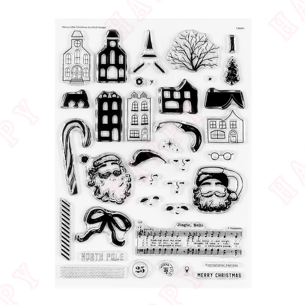 

Santa Snowflakes and Clear Stamps for New 2023DIY Scrapbook Stamps Album Craft Paper Card Decoration Car and Leaf Pattern Stamps