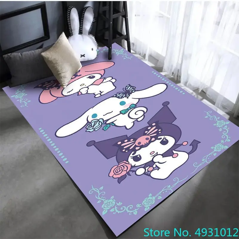 Alfombra creativa de dibujos animados en 3D, alfombra mágica con estampado de Anime Kuromi para decoración de sala de estar y dormitorio, alfombra antideslizante para gatear para niños