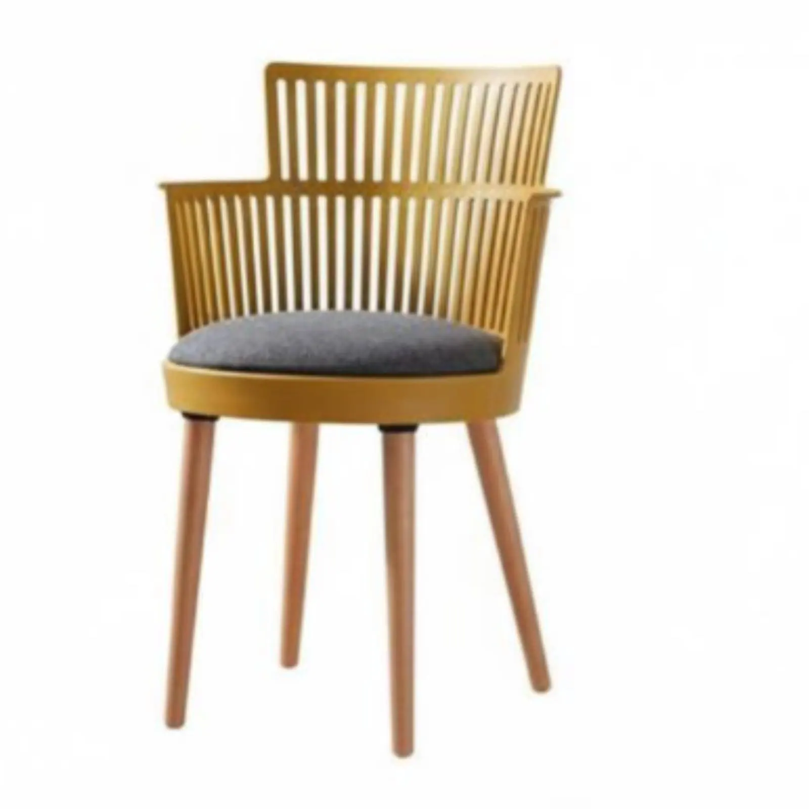 

Upholstered Seat Restaurant Chair Ergonomic Rear Rest Upholstered Dining Chair Slatted Rear Armchair Sturdy Duty for Eatery