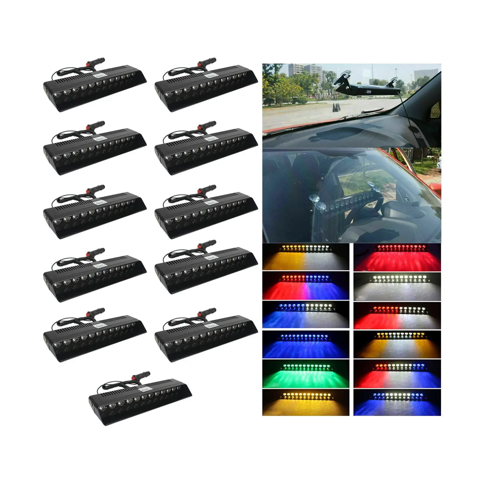 سيارة ضوء إحترافي 14 وسائط ضوء وماض مختلف 12 قطعة LED مع مصاصة الزجاج الأمامي تحذير ضوء بار ضوء فلاش لسيارات الأجرة #3