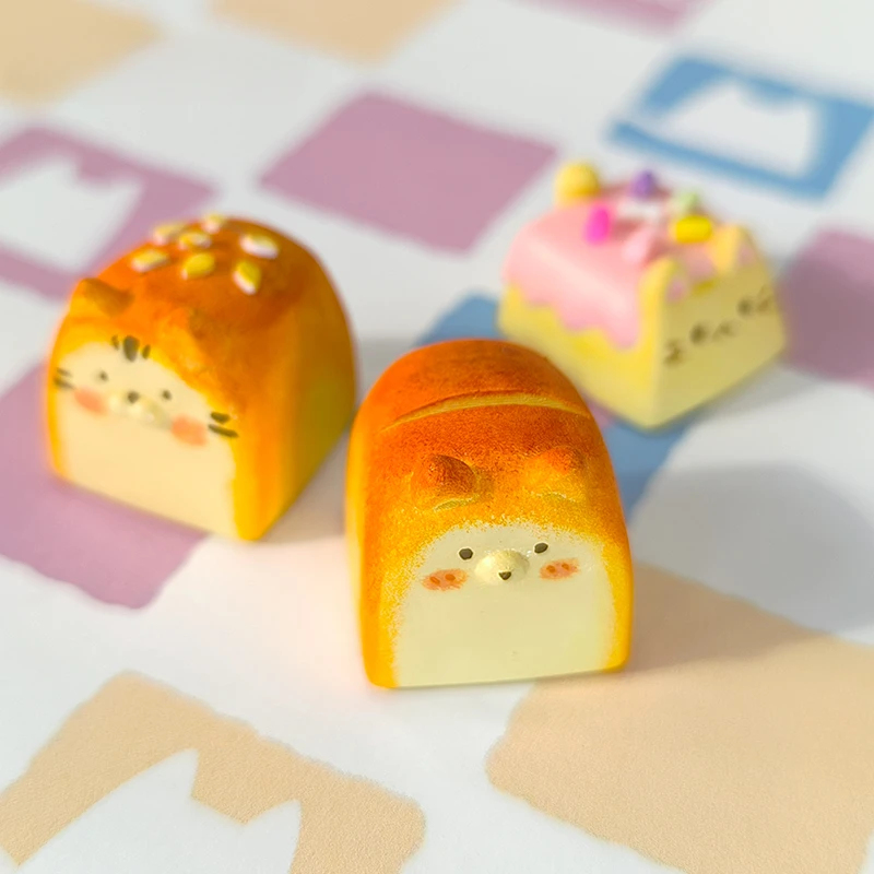 ECHOME Toast Puppy Keycap Resin Artisan Keyboard Cap Original Custom Cute Animal KeyCap for Mechanical Keyboard Accessories Gift