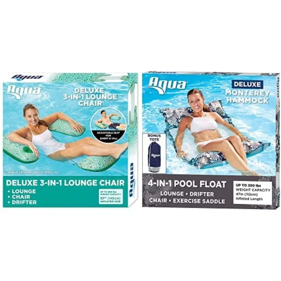 Flotador de Piscina 3 en 1 Tipo Mosaico y Flotador de Piscina 4 en 1 Tipo Hamaca Monterey de Calidad Premium con Bolsa de Transporte Adicional