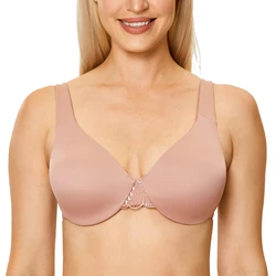 Reggiseno minimizzatore senza cuciture in pizzo taglie forti da donna con ferretto, biancheria intima non imbottita a copertura totale 34 36 38 40 42 46 D DD EFG