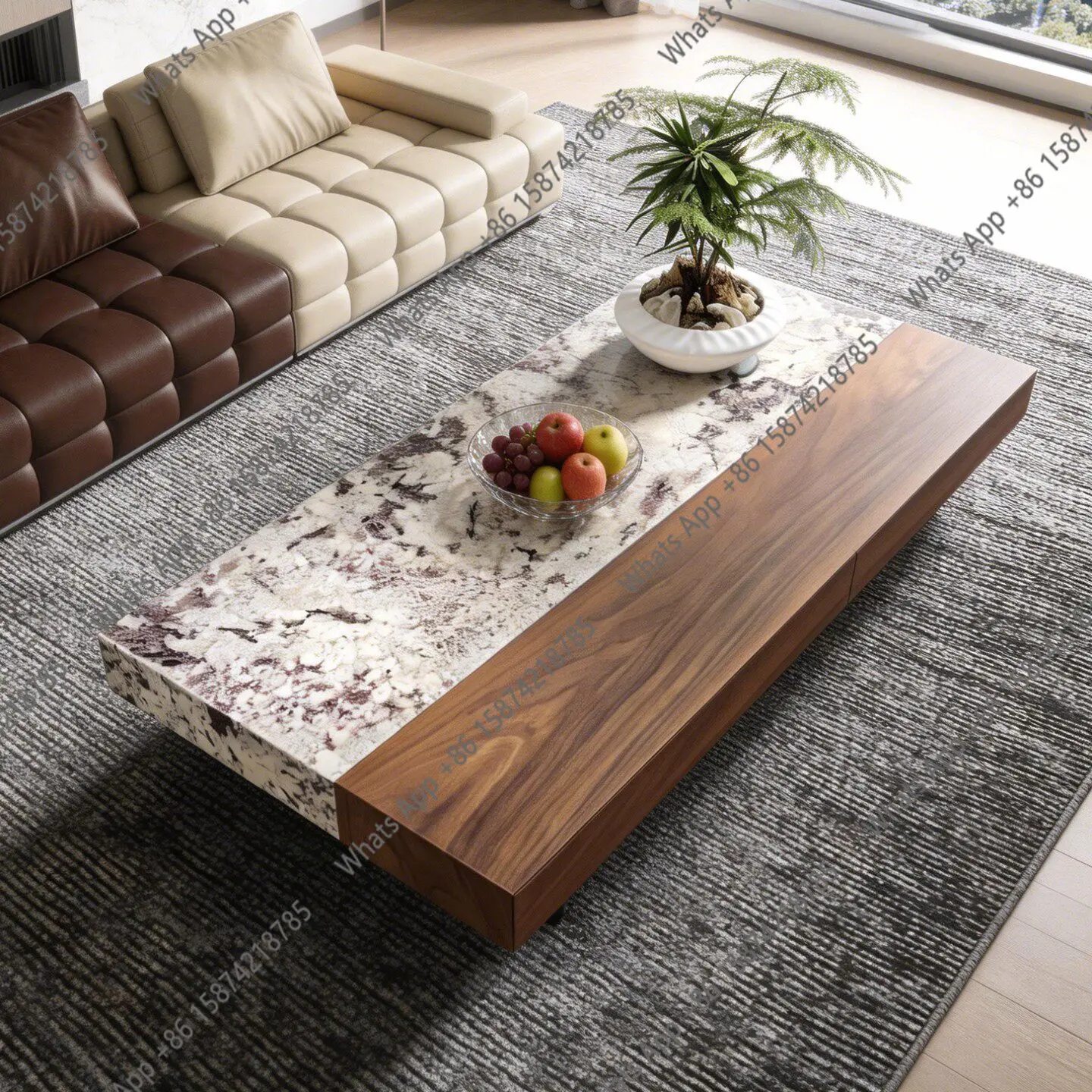 

Итальянский журнальный столик из натурального мрамора, прямоугольный, из массива дерева, дизайнерский, для гостиной, для дома