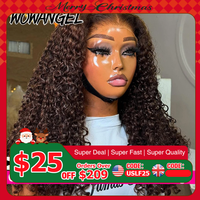 WOWANGEL Burmese Curly 5x5 HD Lace Closure Wigs Human Hair Dark Brown 2# 250% Lace Melted Glueless Wigs Virgin Ready To Wear