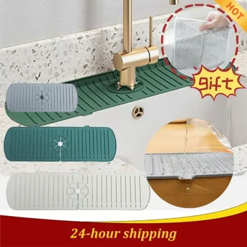 주방 실리콘 배수 매트 수도꼭지, 물튀김 방지, 가정용 논슬립 단열 조리대, 비누 매트 컵, 대형 싱크대 조리대 