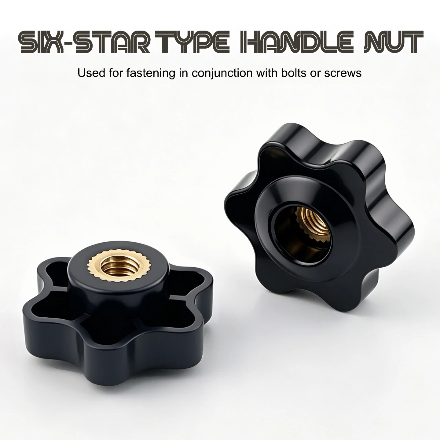 Star Hand Knob Screws Bolt M4 M5 Star Shape Head Through Hole Nuts Thread Clamping Thumb Handle Machine Screw