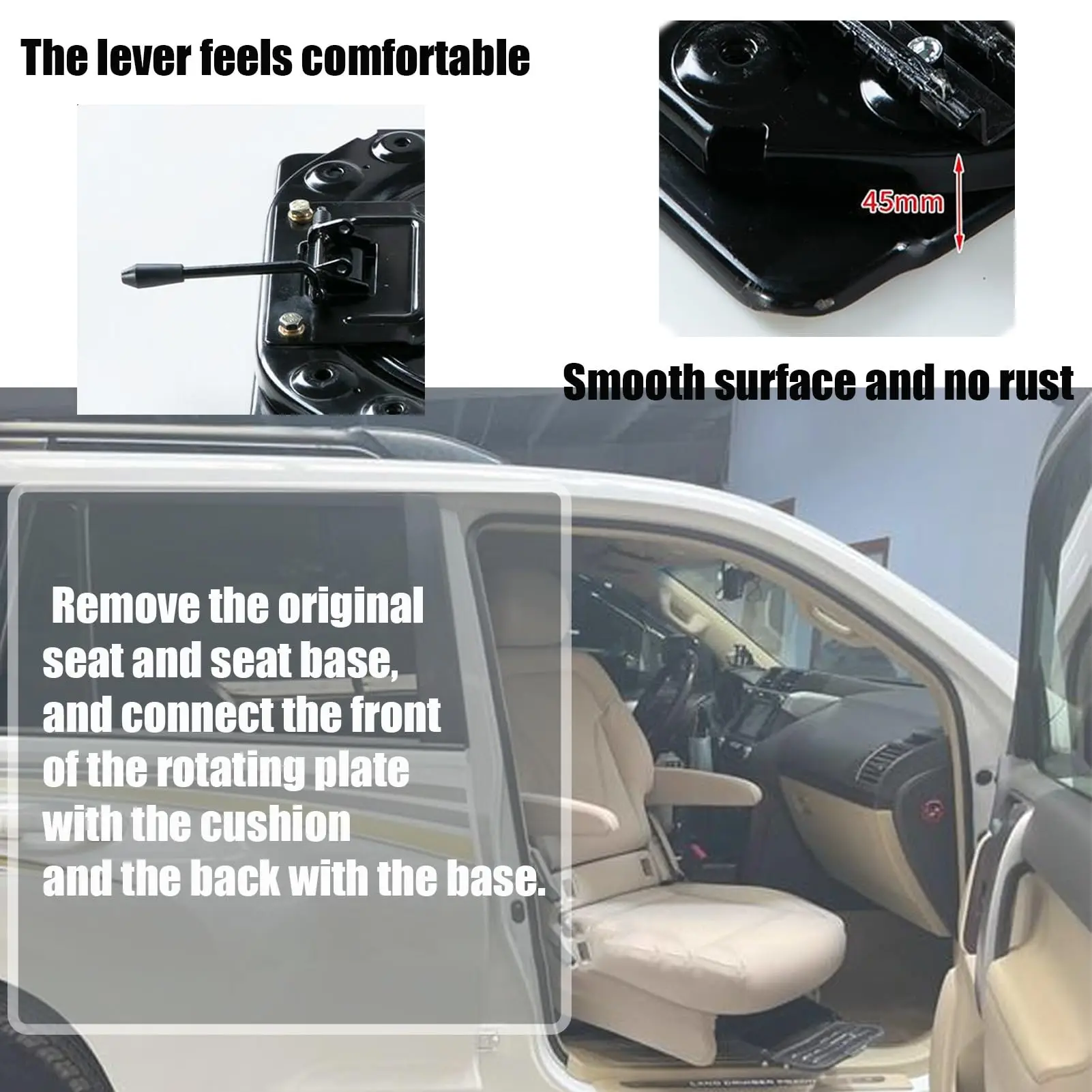 Assento de carro giratório resistente, assento de carro giratório 360, adequado para modificação diy do mecanismo de rotação do assento para rv e campista