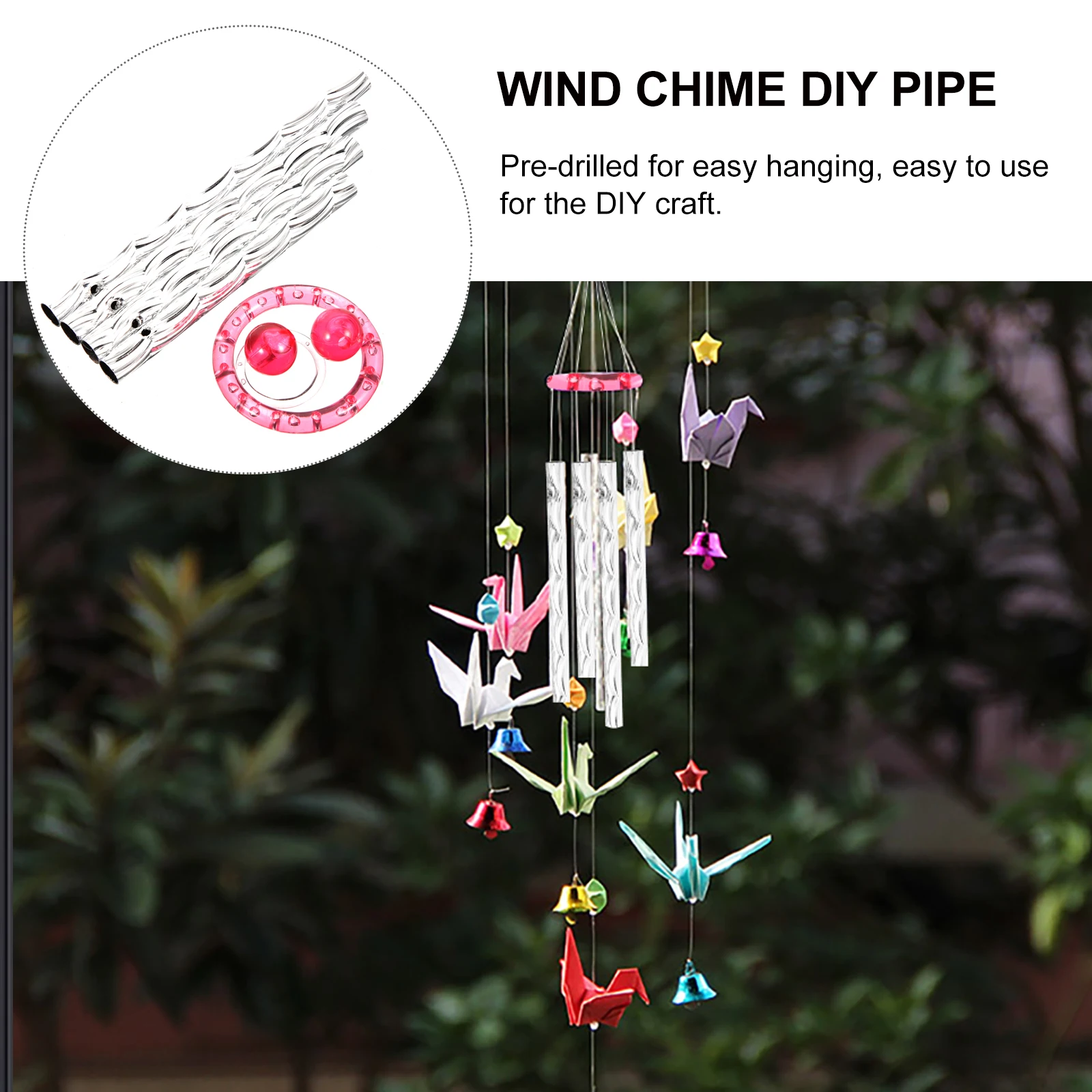 

1 set 8mm Silver Hollow Metal Wind Chime Tubes DIY Accessories Pre drilled Pink Color Garden Decoration Relaxation Sound