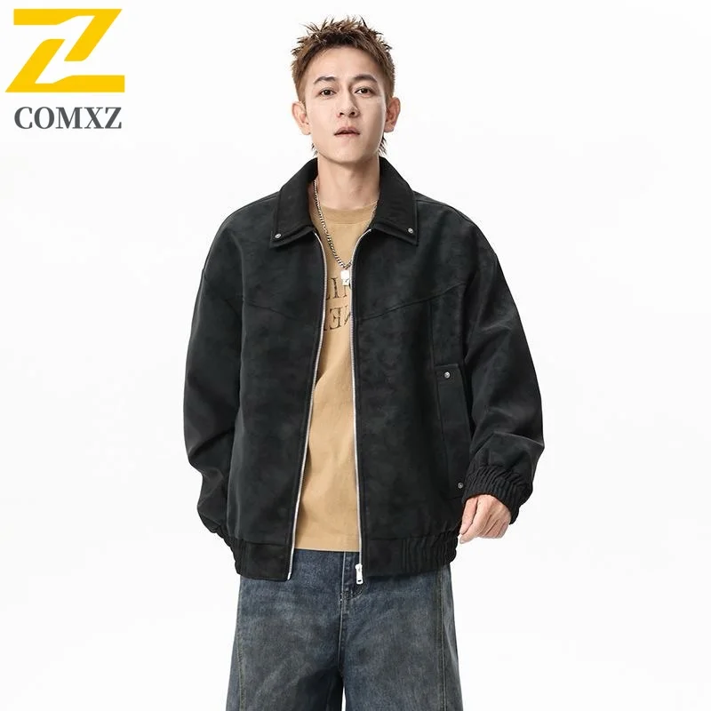 

COMXZ Мужская куртка высокого качества с воротником-стойкой, удобная куртка для езды на велосипеде на открытом воздухе, однотонная прочная легкая осенняя куртка для путешествий