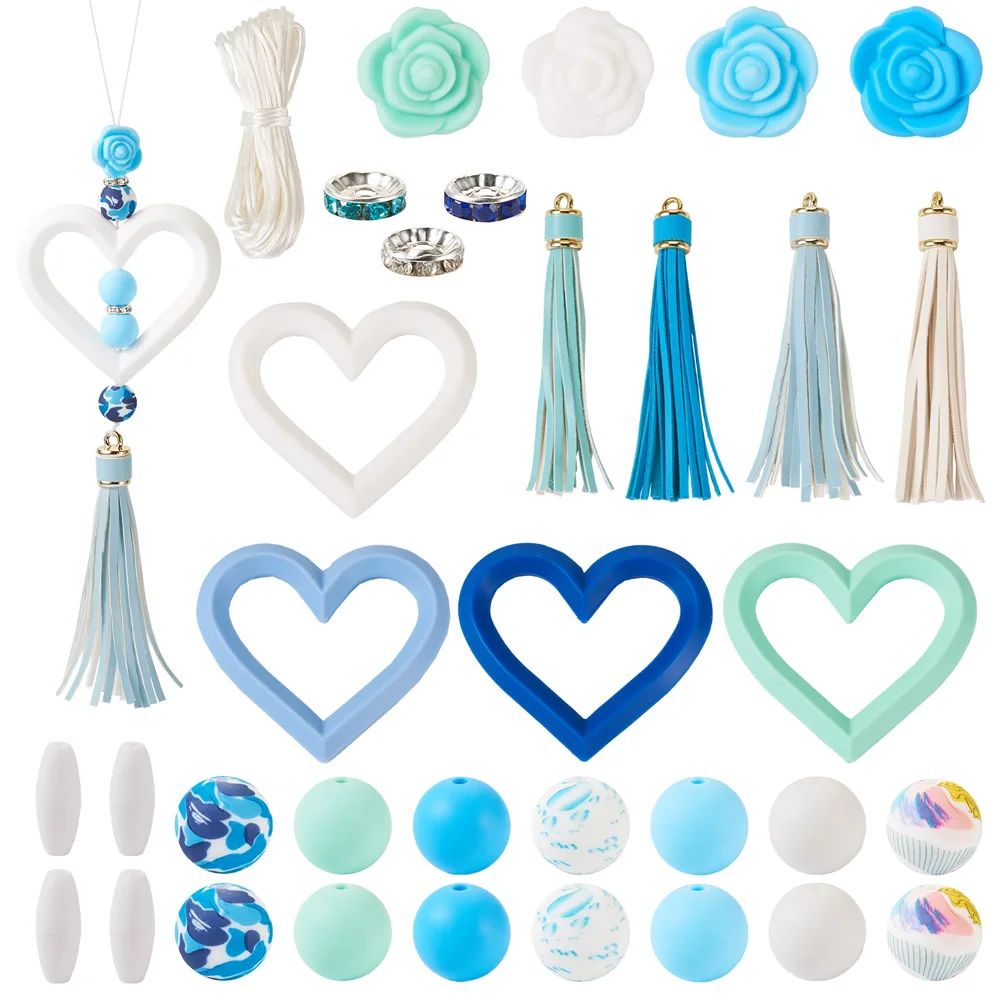 

1Set DIY Jewelry Finding Kits Silicone Round Loose Beads Spacer Kit DIY Car Charms Bracelet Necklace Jewelry Making Accessories