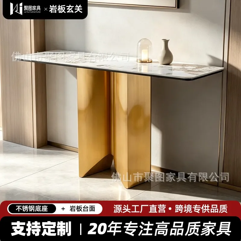 for Italian Light Luxury Bright Rock Slab Entrance Table Wall Mounted Console Table Decorative Strip Case for Corridor End