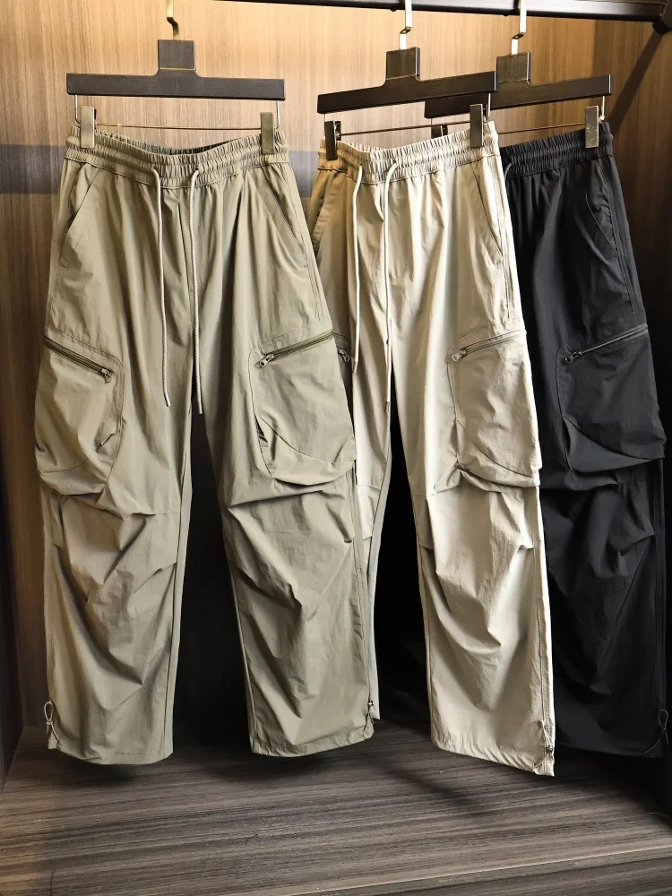 

Men's Casual Straight Leg Pants Spring Autumn Outdoor Sports Waterproof Paratrooper Trousers Slimming Effect Comfortable Fit