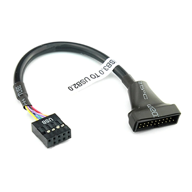 USB3.0 19/20 Pin a USB2.0 9Pin macho placa base Cable carcasa convertidor Envío Directo