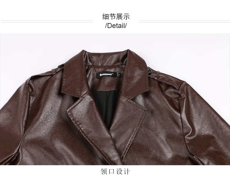Lautaro Spring Autumn Long Black Soft Pu Leather Trench Coat for Women Belt Double Breasted Cool Handsome European Fashion 2022