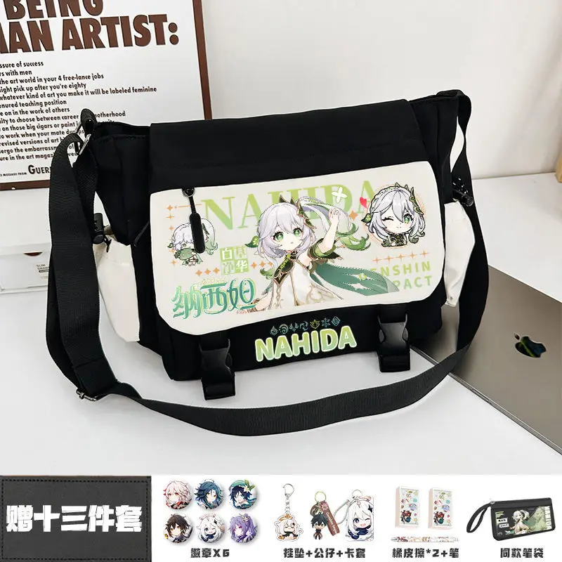 Tas Selempang Genshin Impact Funina Single Shoulder Navilet Wanderer Kapasitas Besar Untuk Siswa SMP dan SMA, Tas Bimbingan Belajar