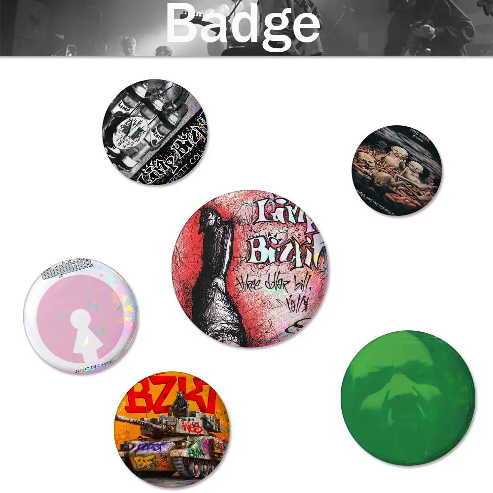 L-imp B-izkit Cute Cool Round Pin Badge Set for Anime Game Music Cartoon Fans Backpack Denim Jacket Hat Decoration
