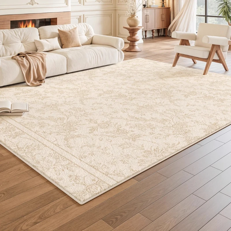

Cream Style Bedroom Decor French Carpet Fluffy Soft Study Rug Large Area Carpets for Living Room Thick Plush Cloakroom Floor Mat