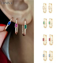 CRMYA Gold Silver color Hoop Earrings For Women Vintage Piercing Color CZ Zircon Modern Women's Earrings 2022 Jewelry