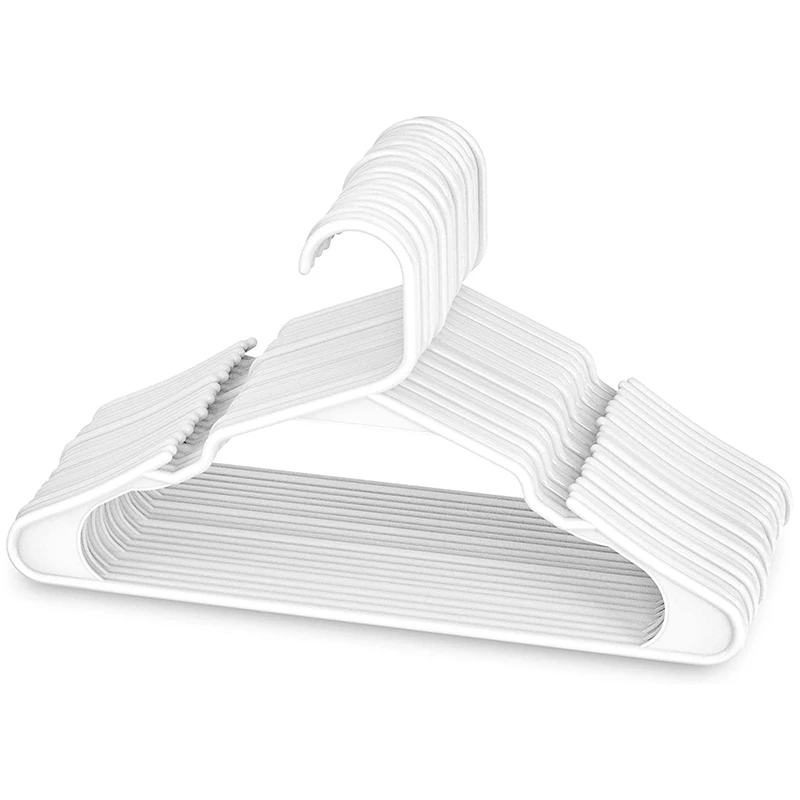KSOL White Plastic Hangers, Plastic Clothes Hangers Perfect for Everyday Standard Use, Clothing Hangers (White, 20 Pack)