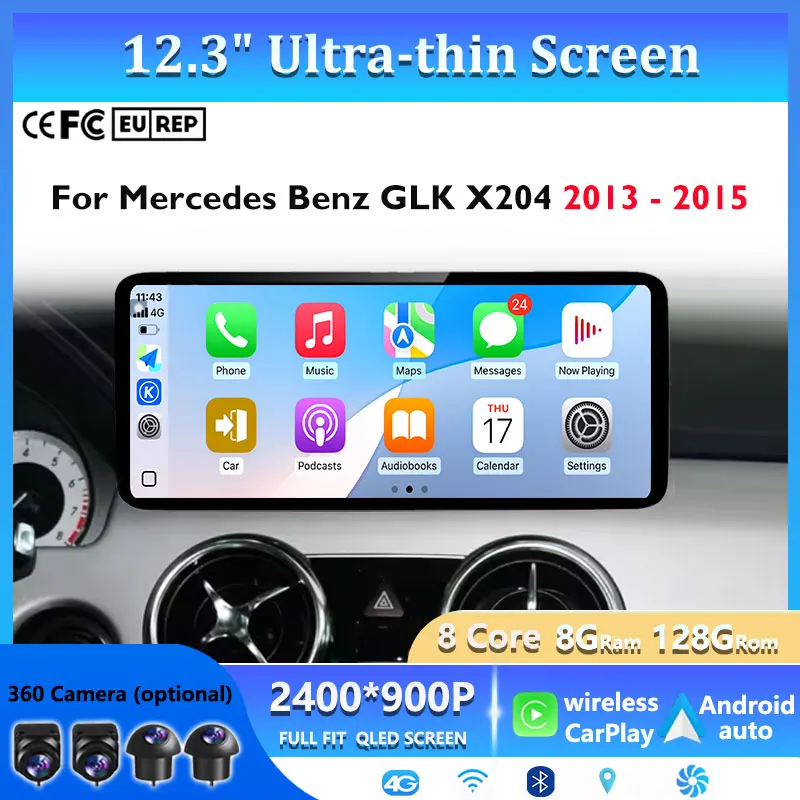 

Сенсорный экран QLED с Bluetooth для Mercedes Benz GLK X204 2013-2015, Android 16, автомобильная мультимедийная система, видеоплеер, 4G, GPS-навигация, автоаксессуары