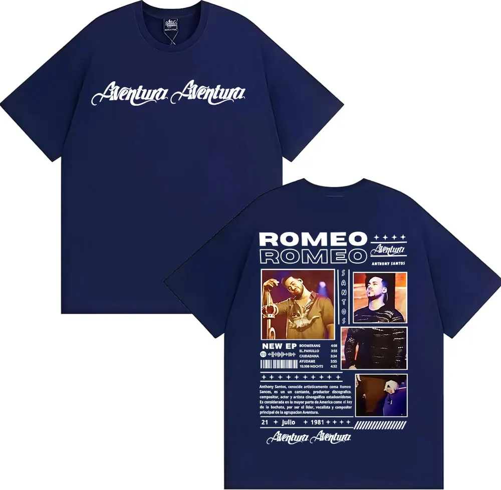 Rapper Romeo Anthony Santos Tour 2026 Merch T-shirts Men Women Fashion Hip Hop Street T Shirt Cotton Casual High Quality T-shirt