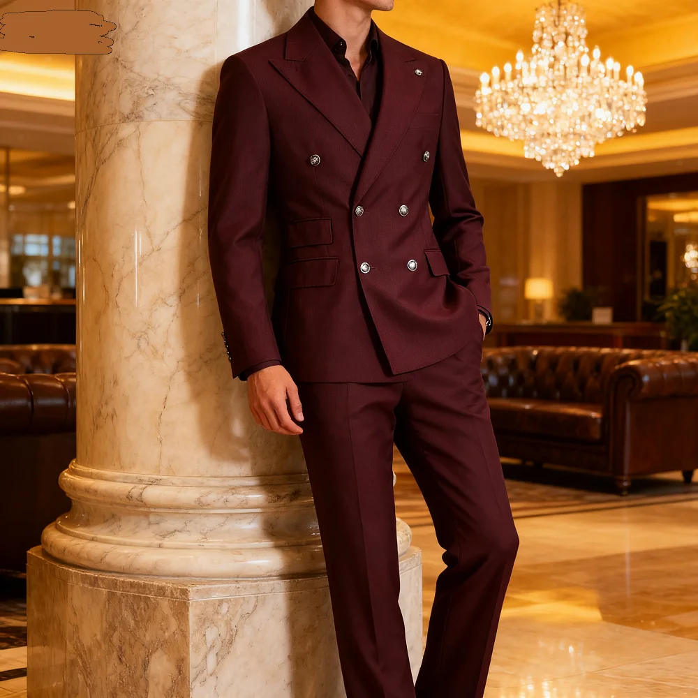 

2-Piece Solid Men's Wedding Tuxedo Formal Groomsmen Smoking Suit for Graduation Party Men's Fashion Ensemble M