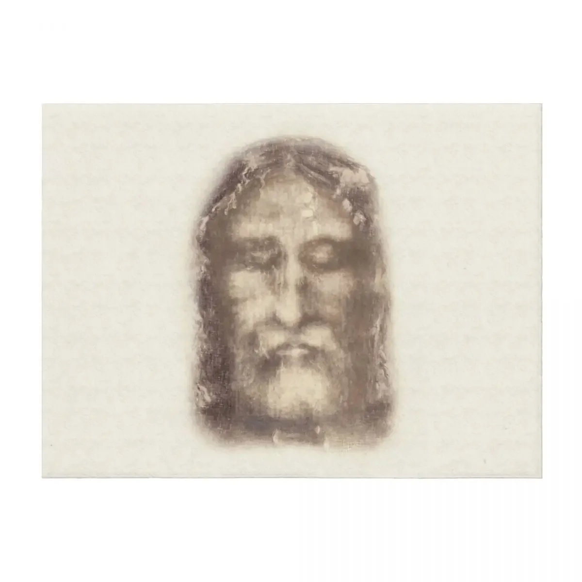 

Shroud of Turin Face of Jesus Christ with Crown of Thorns Beige Vintage Background Painting HD High Quality Throw Blanket