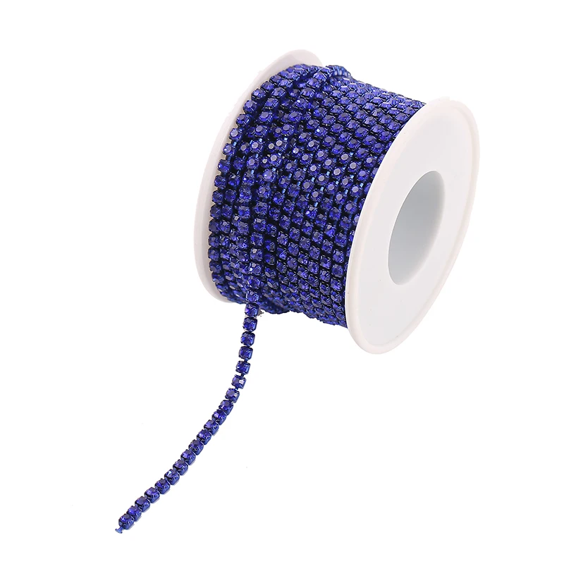 1.5-3mm 1yard colors Glass crystal Rhinestone Cup Chain Glitter Crystal Rhinestone Trimor Diy Garment Shoes Bags Decorations